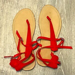 Red Flat Sandel size 6.5